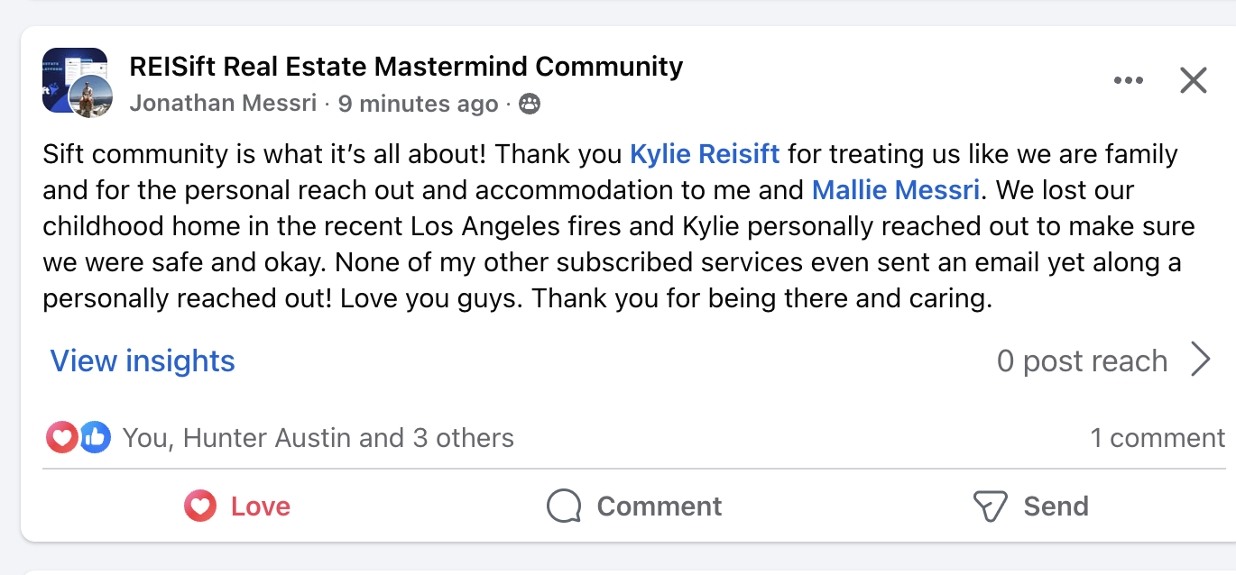 Jonathan Messri: Sift community is what it's all about, thank you for being there